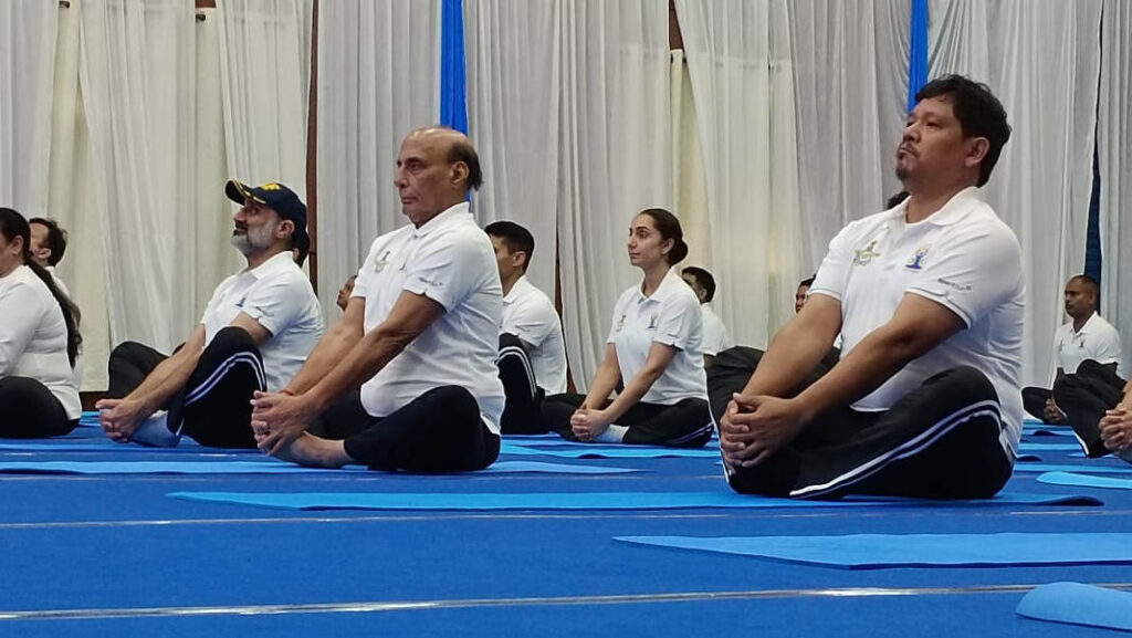 Rajnath Singh, Conrad Sangma join Yoga Day event in Shillong